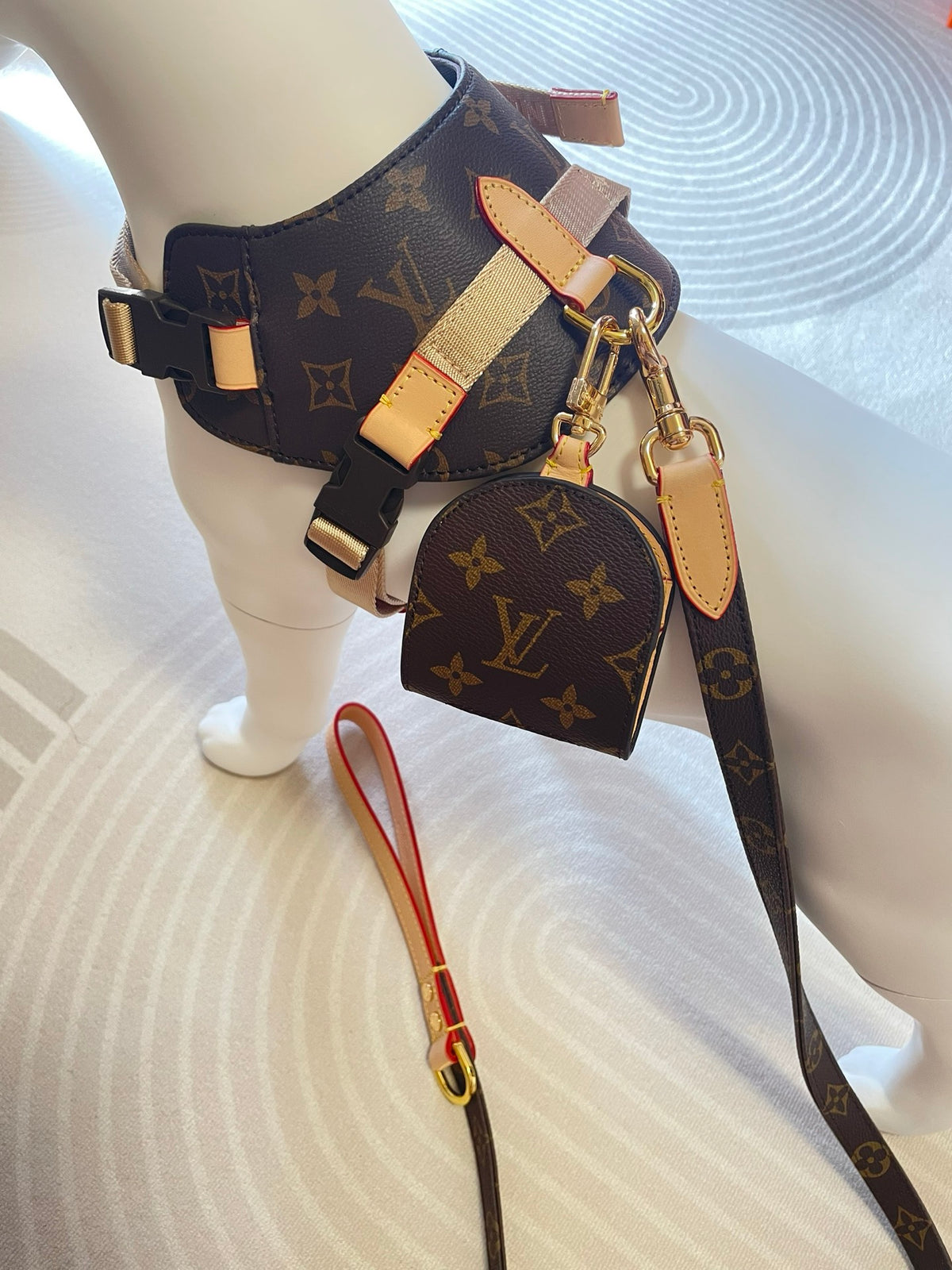 Adjustable Denim-Look Pet Harness Collection – Design 01 front view