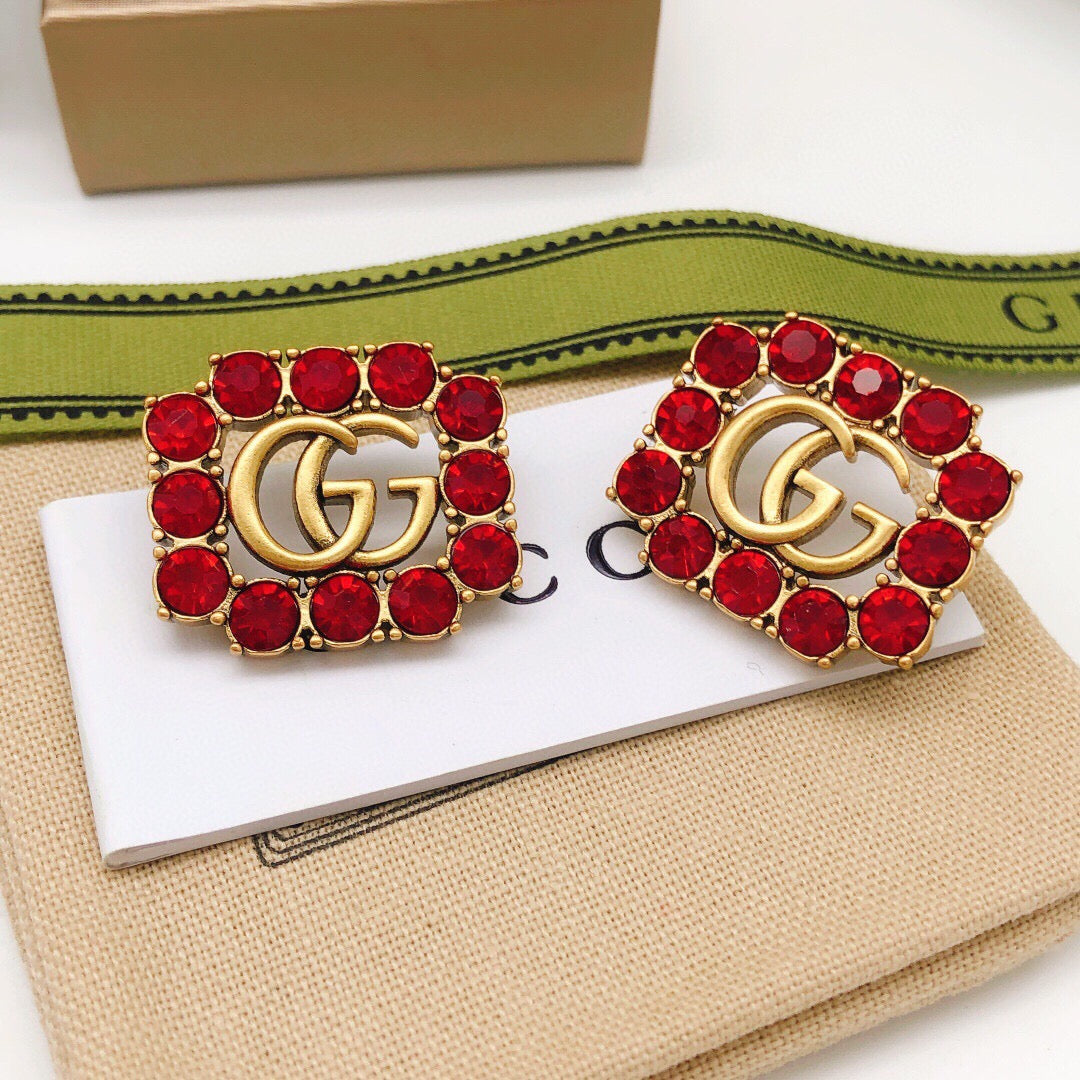 Square Stud Earrings in Polished Metal-Tone – Design 003 main product view