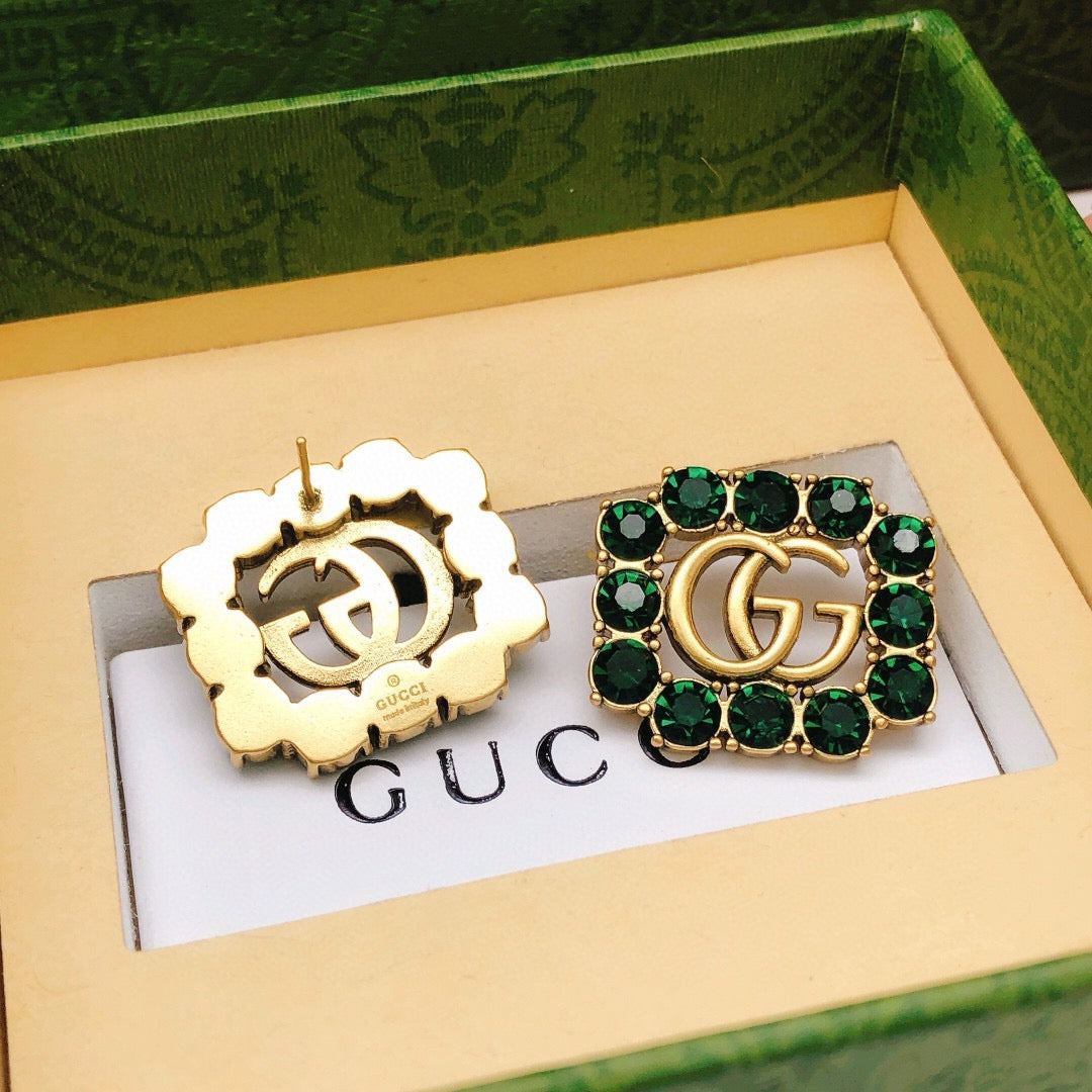 Square Stud Earrings in Polished Metal-Tone – Design 002 styled product view