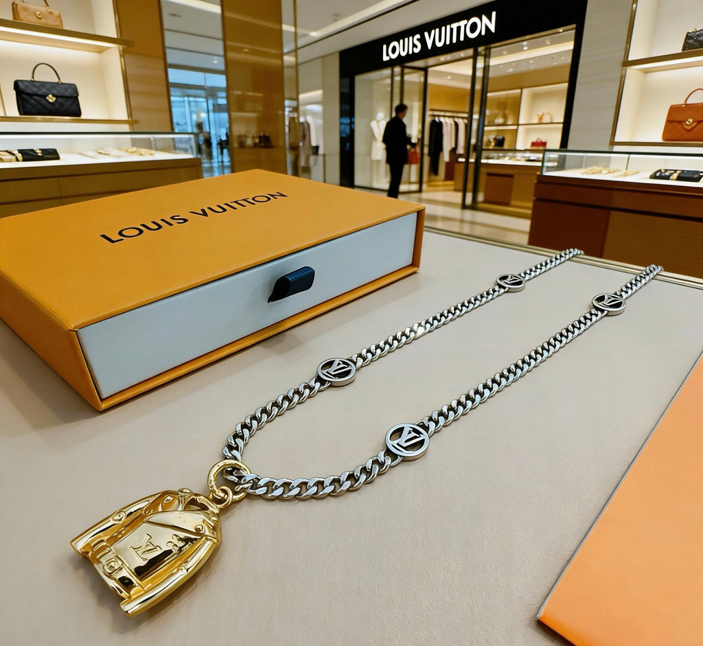 Martin Graham pendant necklace in polished metal-tone – front product view