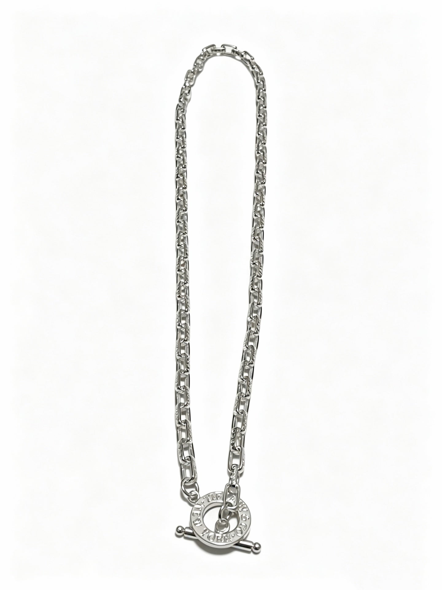 Signature Motif Pendant Necklace in Silver-Tone – Vintage Detail – Design 55 detail view