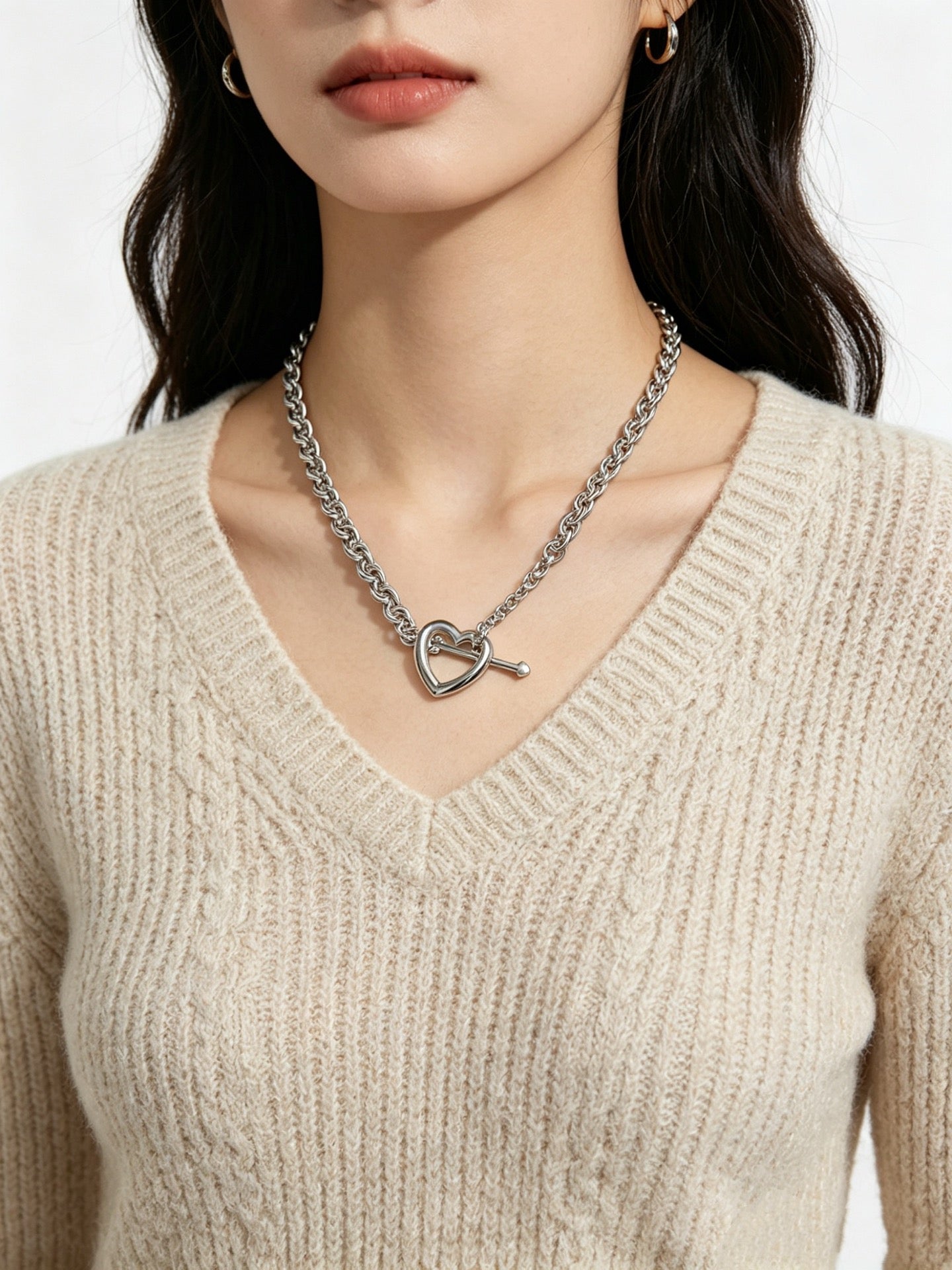 Signature Motif Pendant Necklace in Silver-Tone – Vintage Detail – Design 54 styled product view