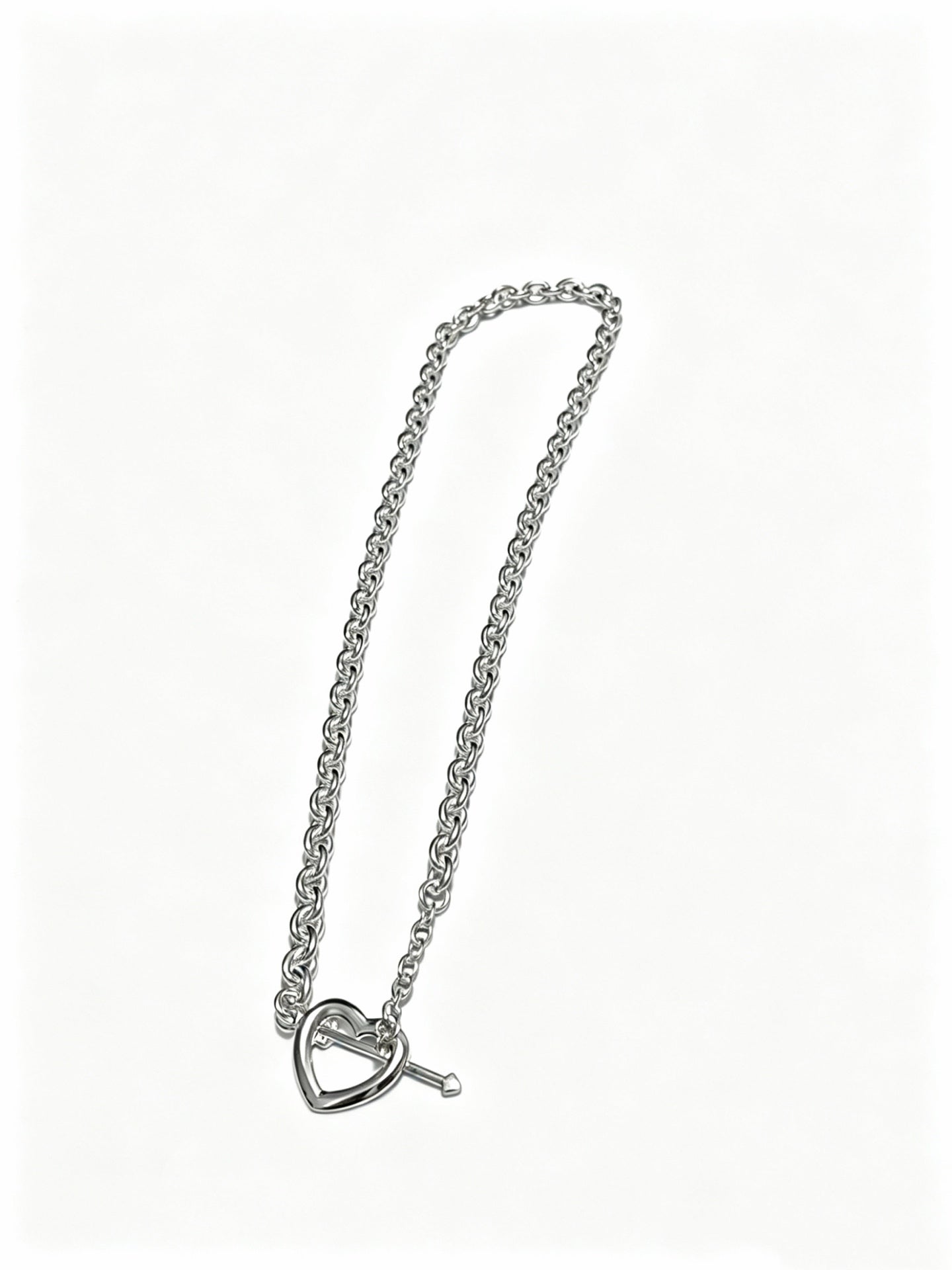 Signature Motif Pendant Necklace in Silver-Tone – Vintage Detail – Design 54 side detail