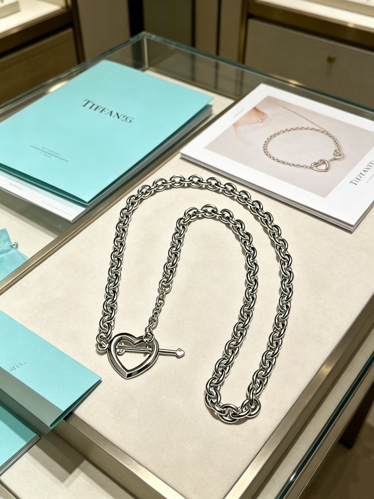 Signature Motif Pendant Necklace in Silver-Tone – Vintage Detail – Design 54 front product view