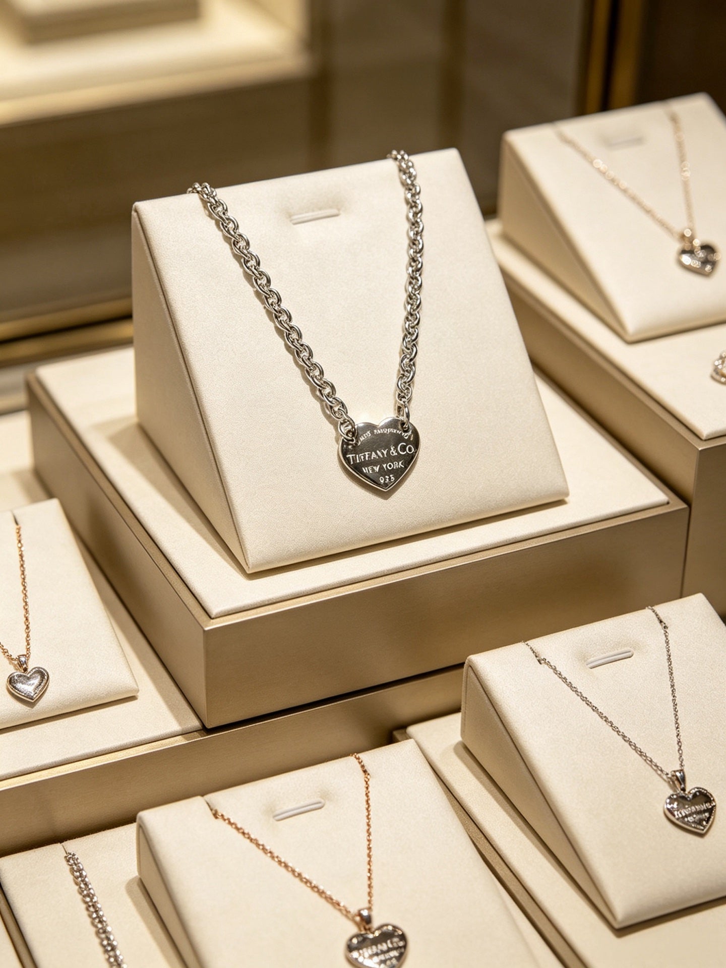 Signature Motif Pendant Necklace in Silver-Tone – Vintage Detail – Design 53 close-up detail