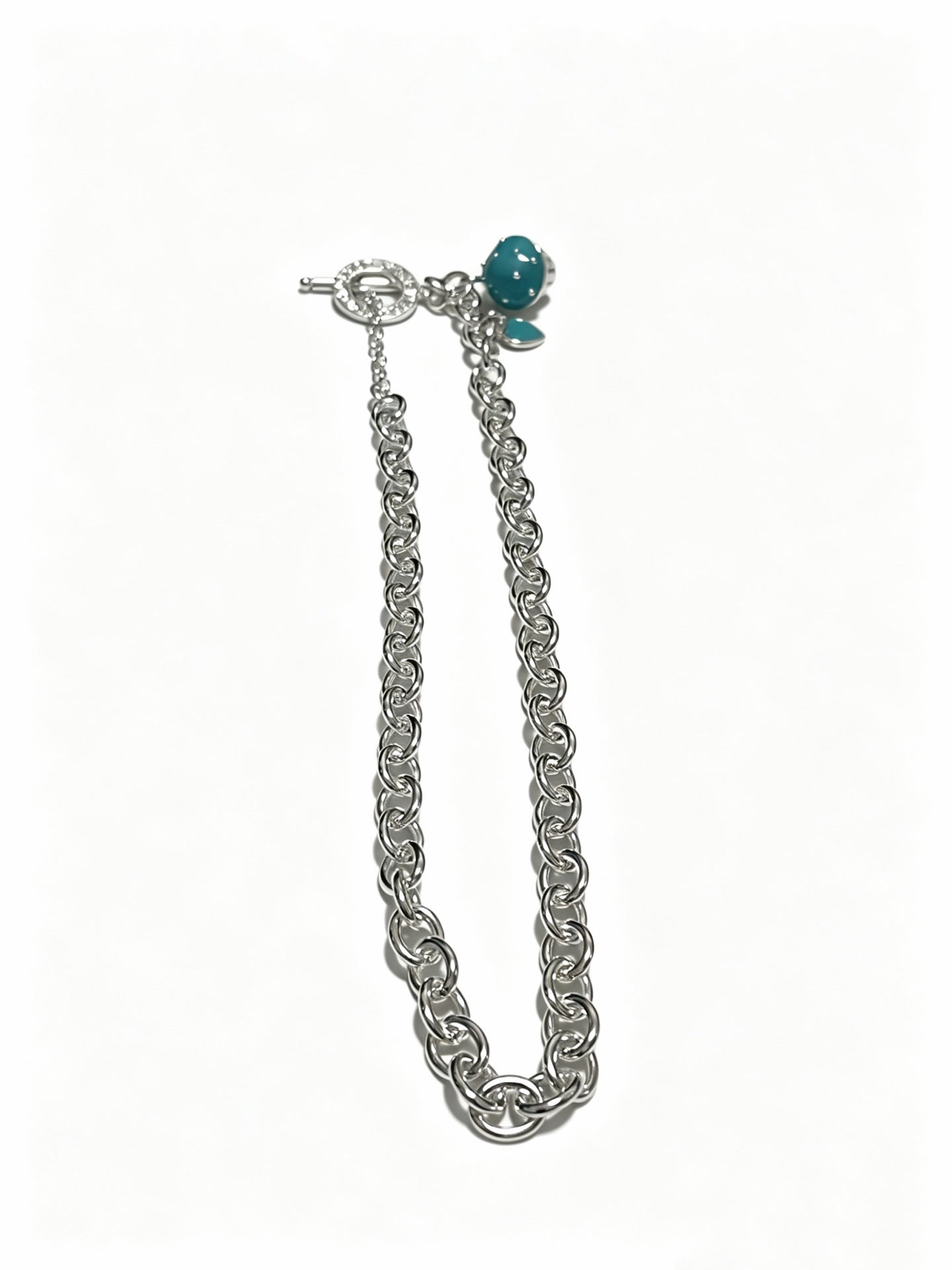 Signature Motif Pendant Necklace in Silver-Tone – Vintage Detail – Design 52 side detail
