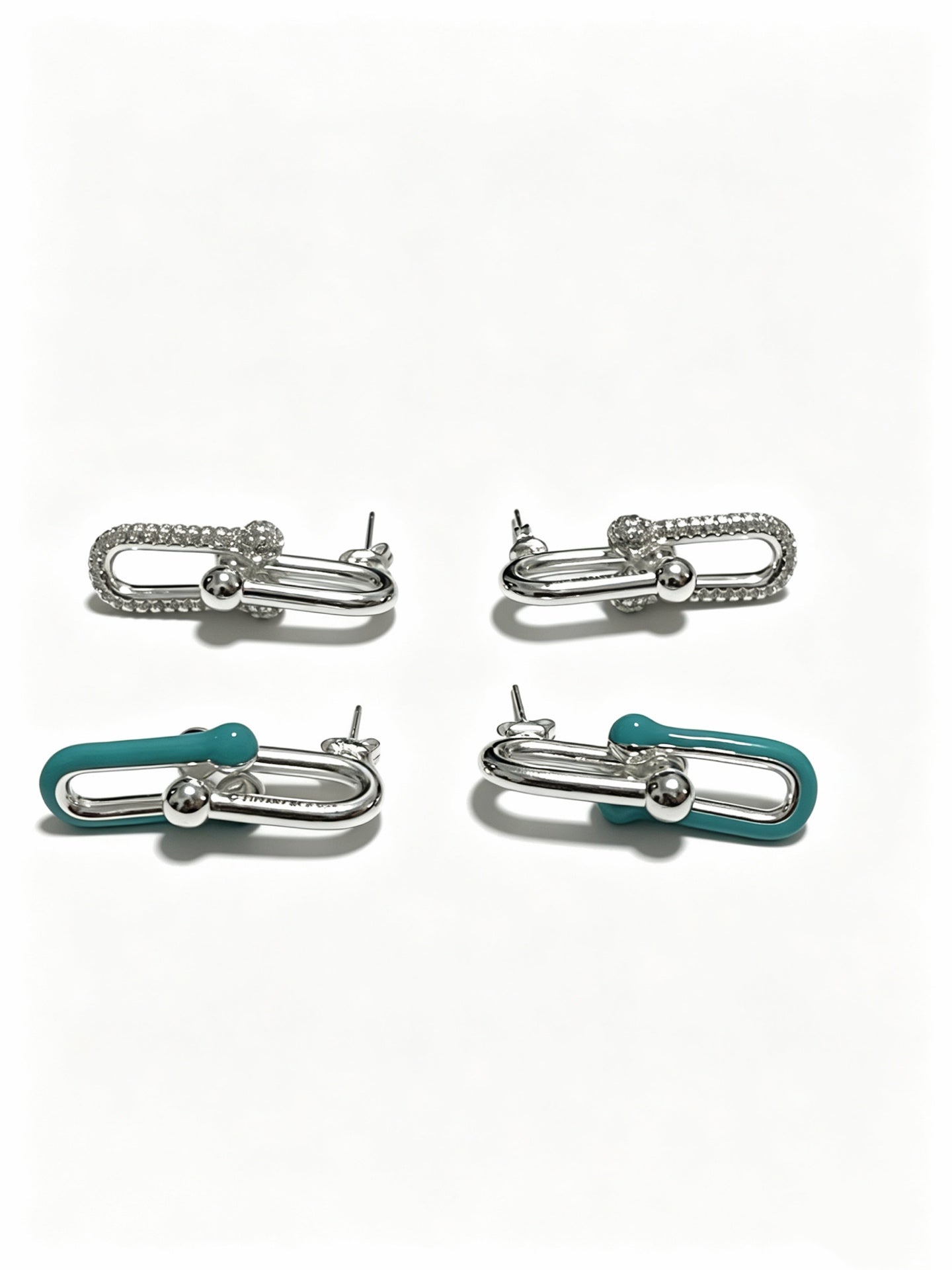 Signature Motif Stud Earrings in Polished Metal-Tone – Design 04 main product view