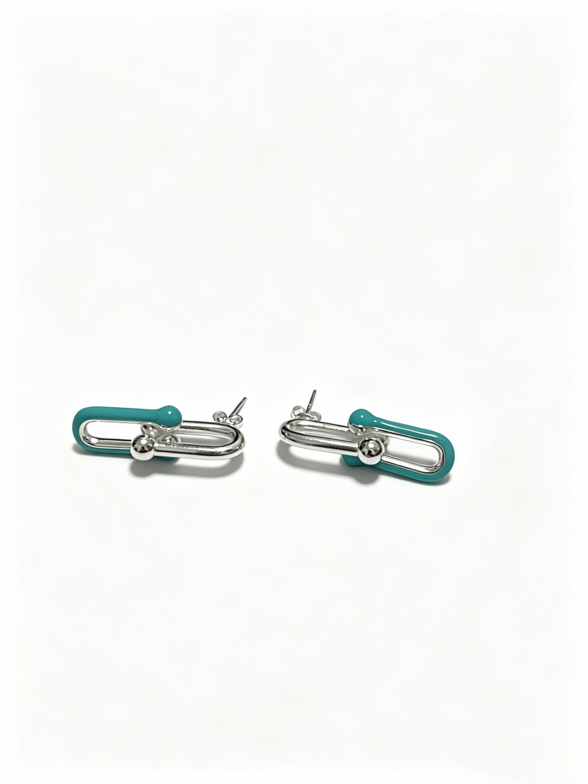 Signature Motif Stud Earrings in Polished Metal-Tone – Design 04 side detail