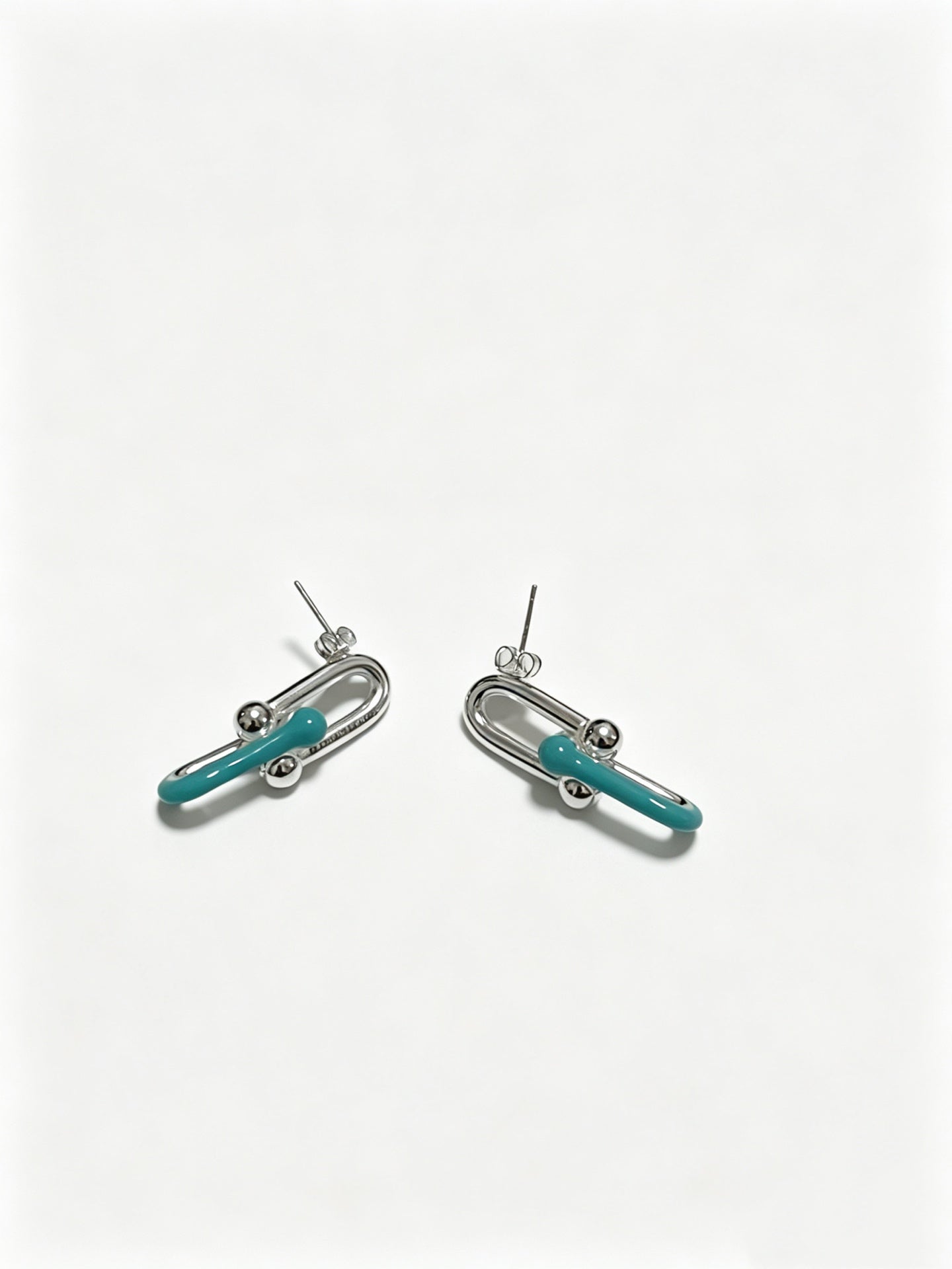 Signature Motif Stud Earrings in Polished Metal-Tone – Design 04 front product view