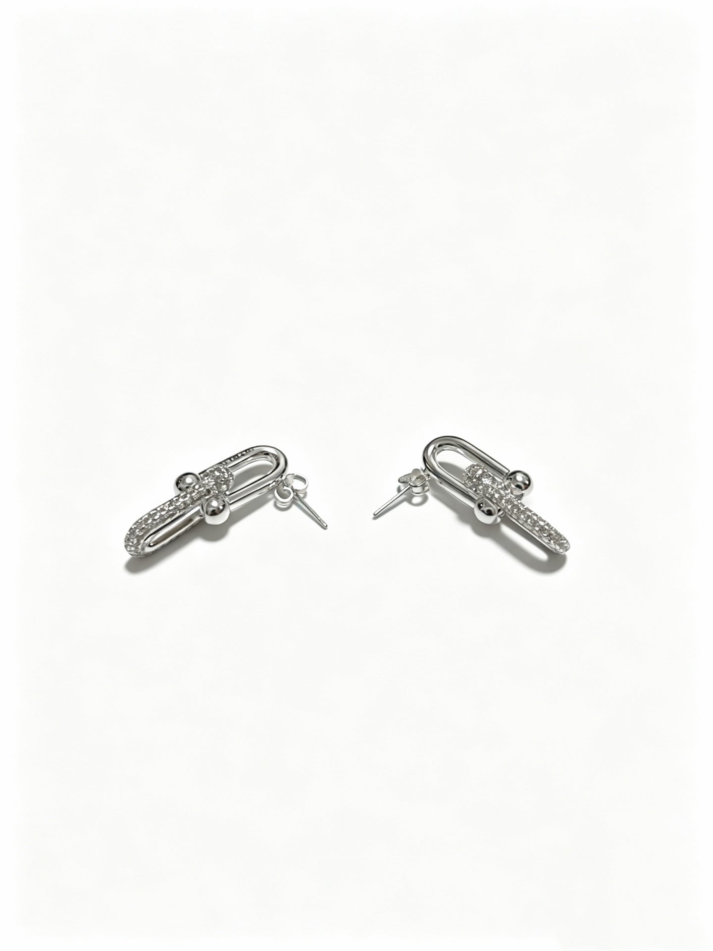 Signature Motif Stud Earrings in Polished Metal-Tone – Design 03 front product view