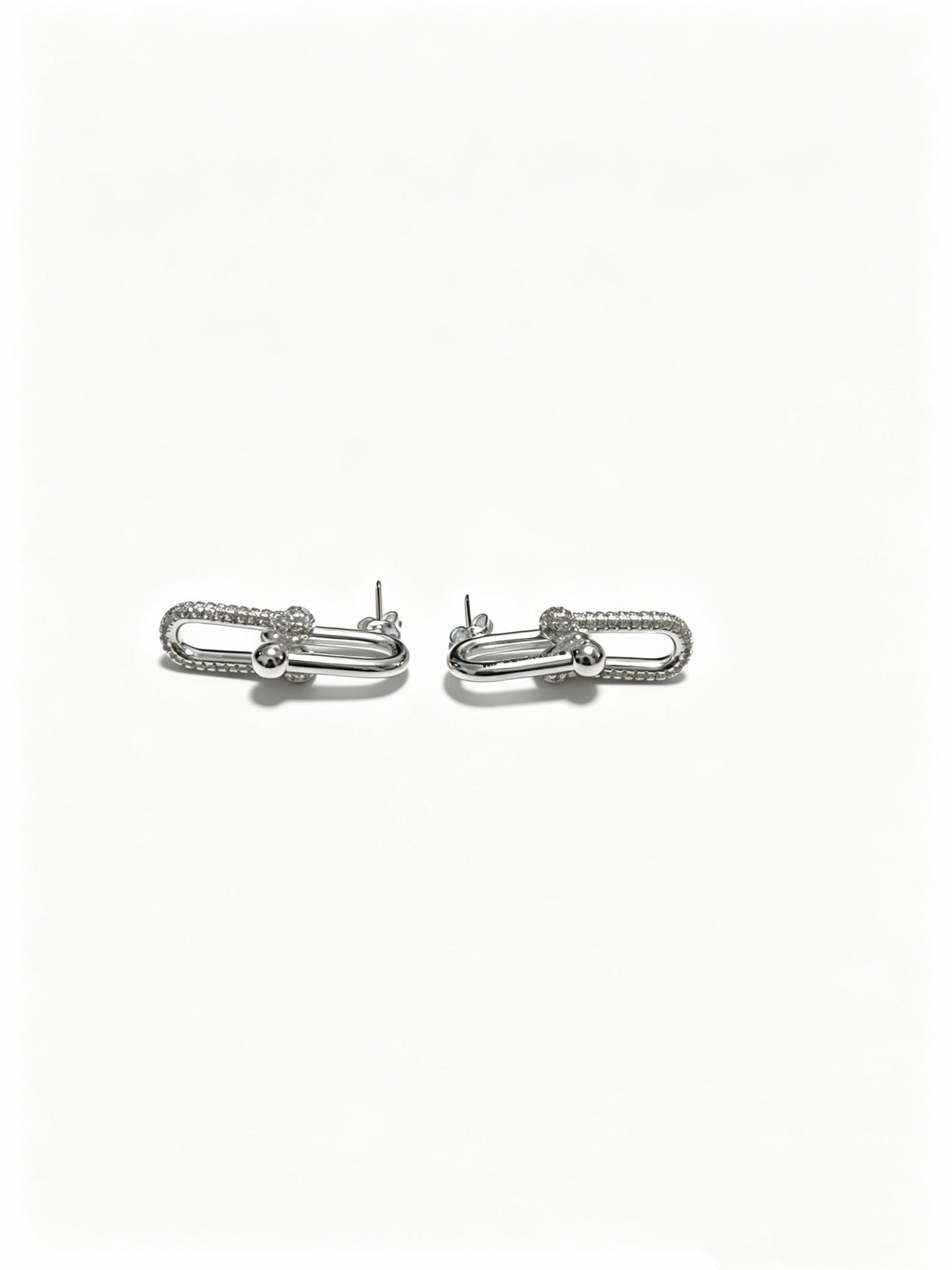 Signature Motif Stud Earrings in Polished Metal-Tone – Design 03 main product view