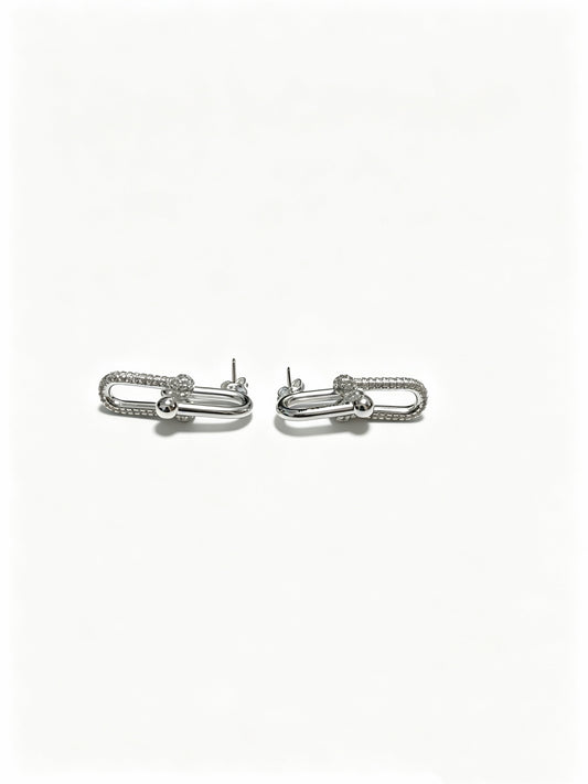 Signature Motif Stud Earrings in Polished Metal-Tone – Design 03 main product view