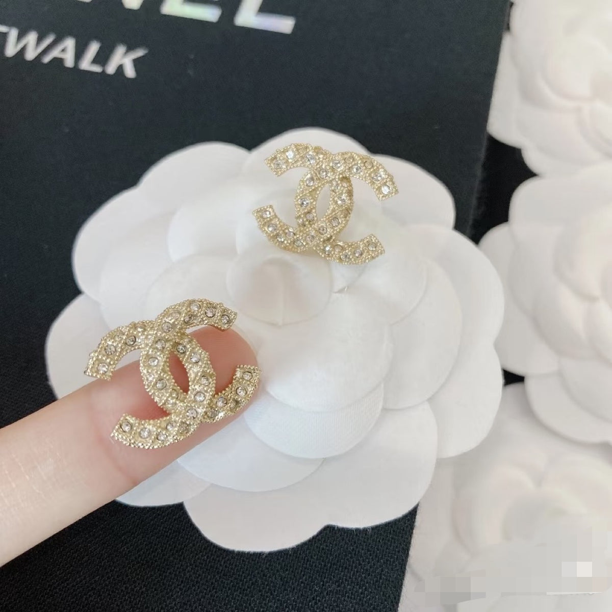 Signature Emblem Stud Earrings in Silver-Tone – Design 026 front product view