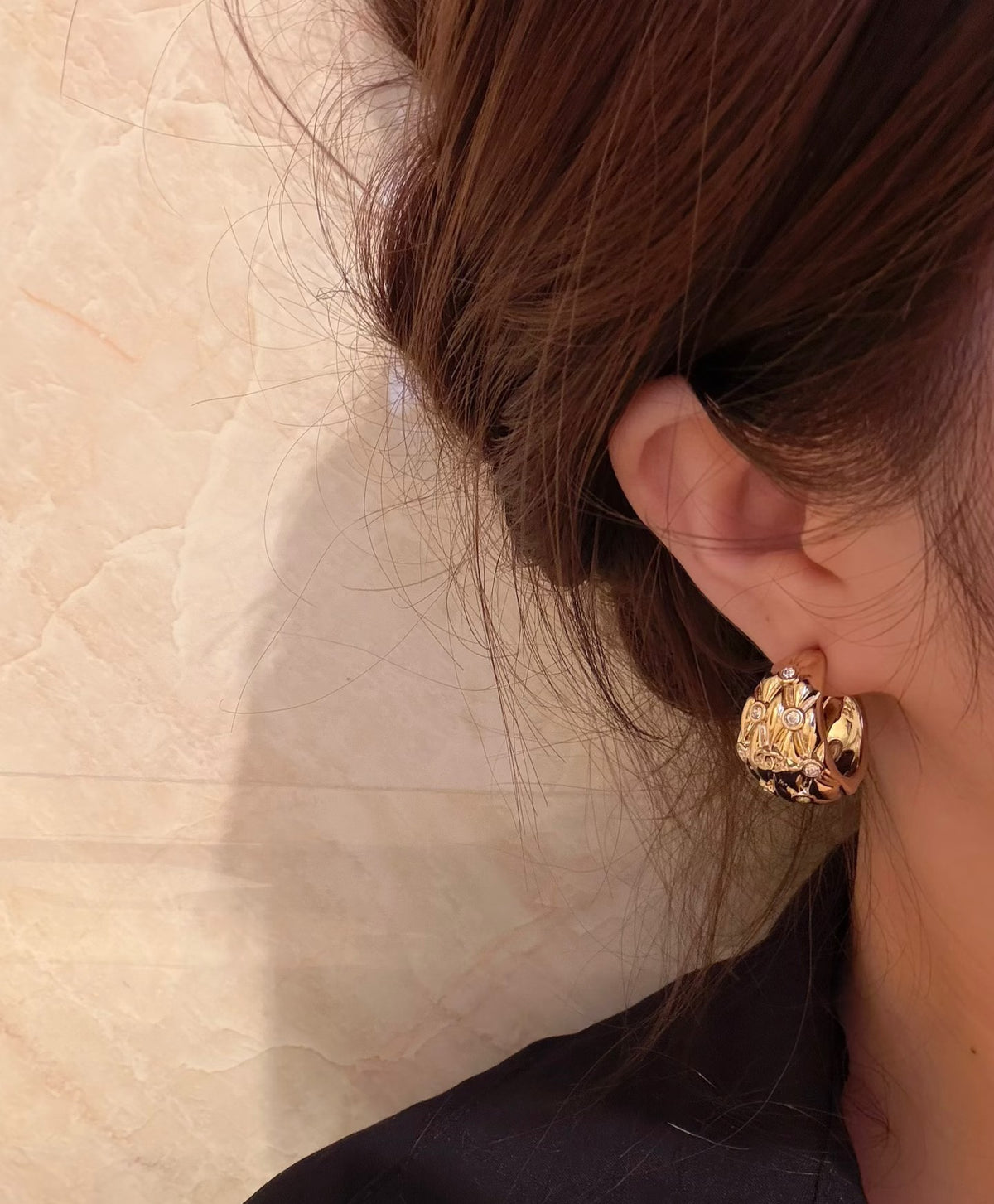 Signature Emblem Stud Earrings in Gold-Tone – Design 072 main product view