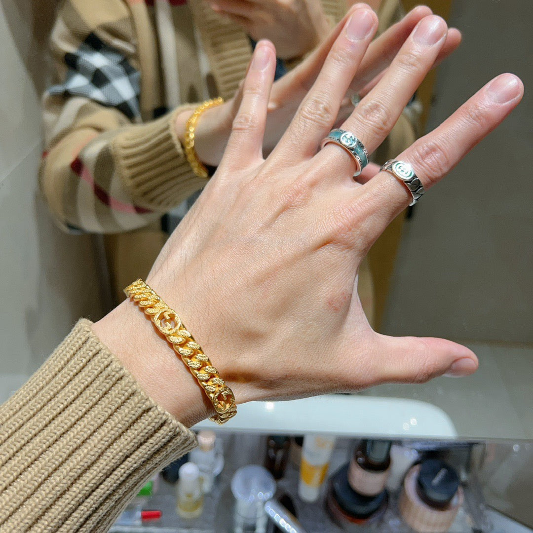 Double-G Emblem Bangle in Rose-Gold-Tone detail view