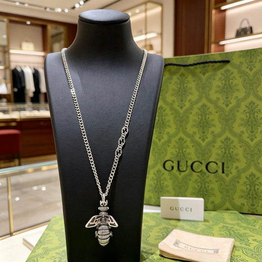 Double-G Emblem Pendant Necklace in Polished Metal-Tone – Design 226 main product view