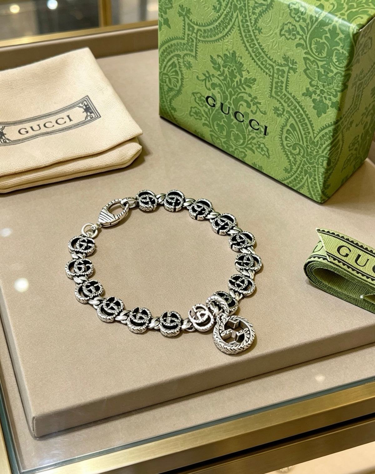 Geometric Emblem Bracelet in Polished Metal-Tone – Design 115 front product view