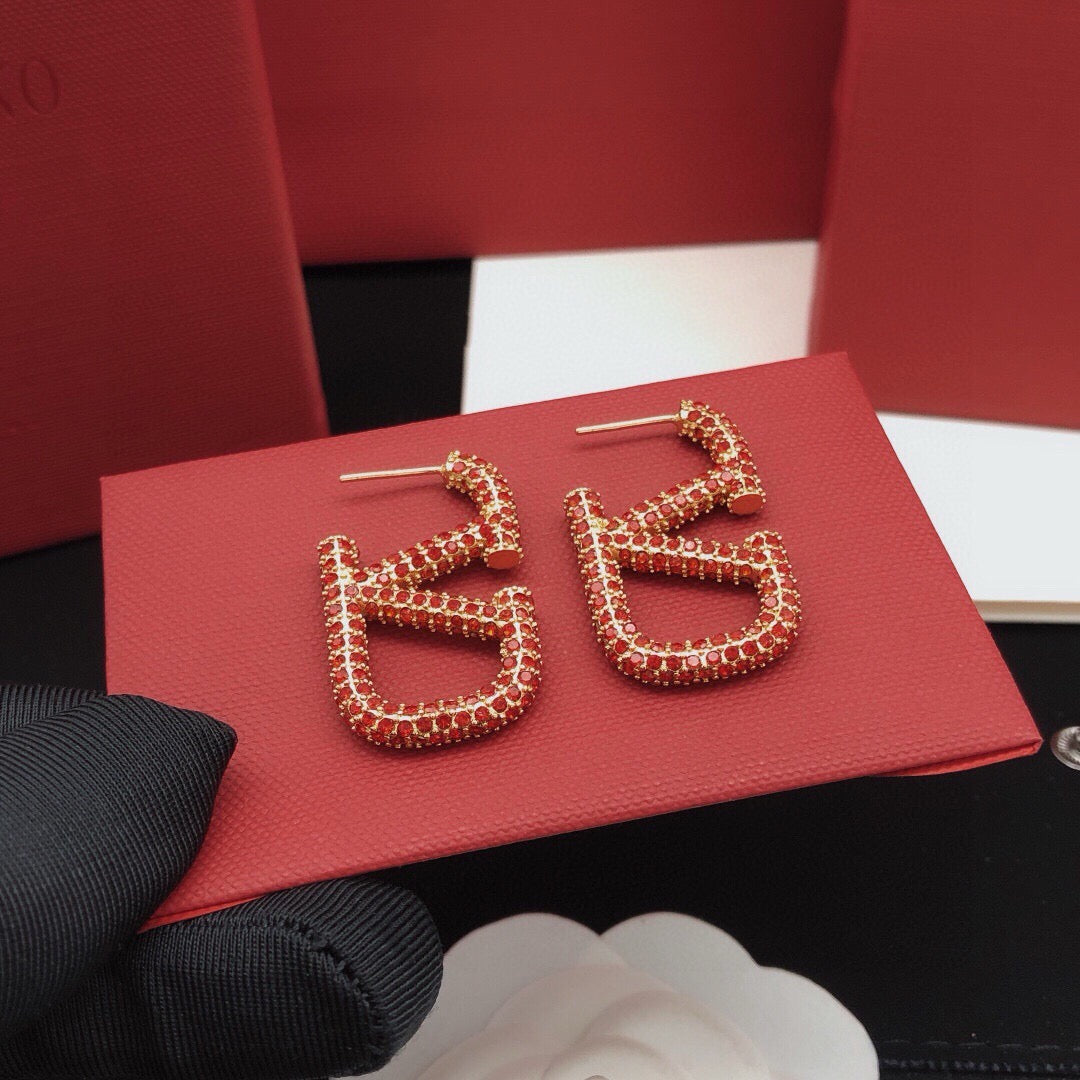 Signature Emblem Crystal-Accent Stud Earrings – Medium – Design 02 detail view