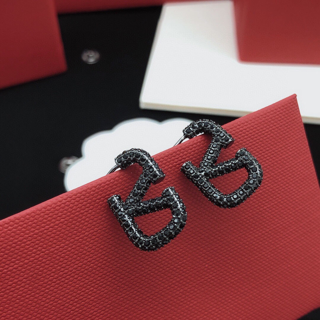 V Emblem Crystal-Accent Stud Earrings – Design 16 main product view