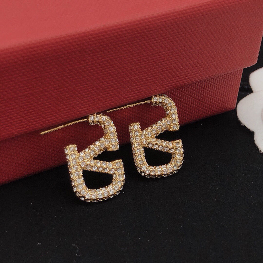 V Emblem Crystal-Accent Stud Earrings – Small main product view