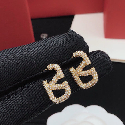 V Emblem Crystal-Accent Stud Earrings – Small main product view