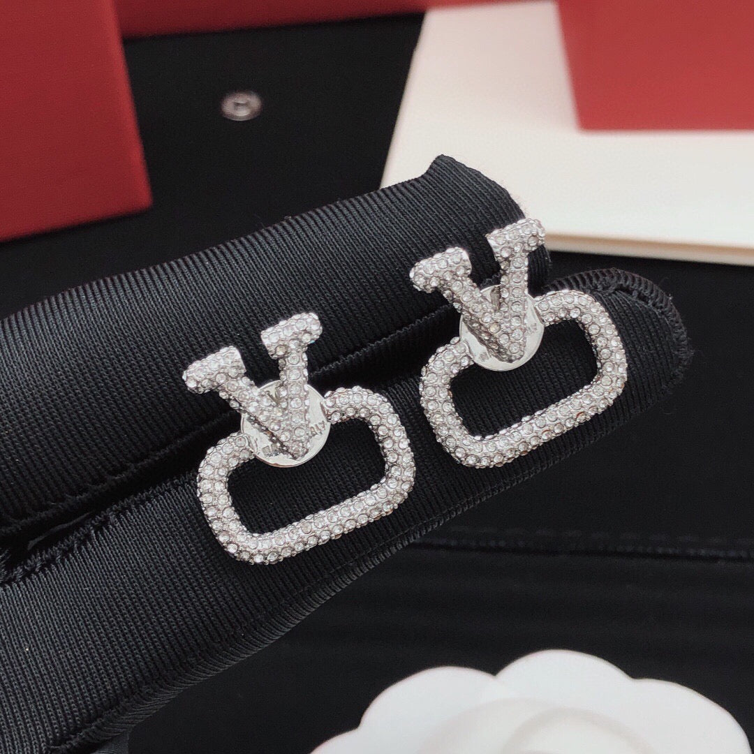 Signature Emblem Crystal-Accent Stud Earrings – Design 14 detail view