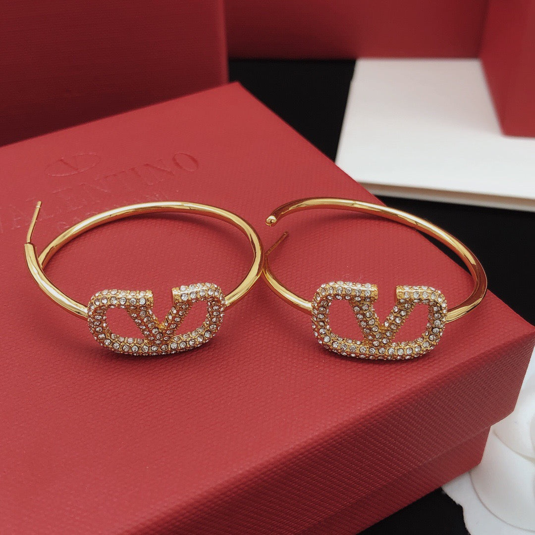 Moon Crystal-Accent Statement Earrings – Design 07 front view