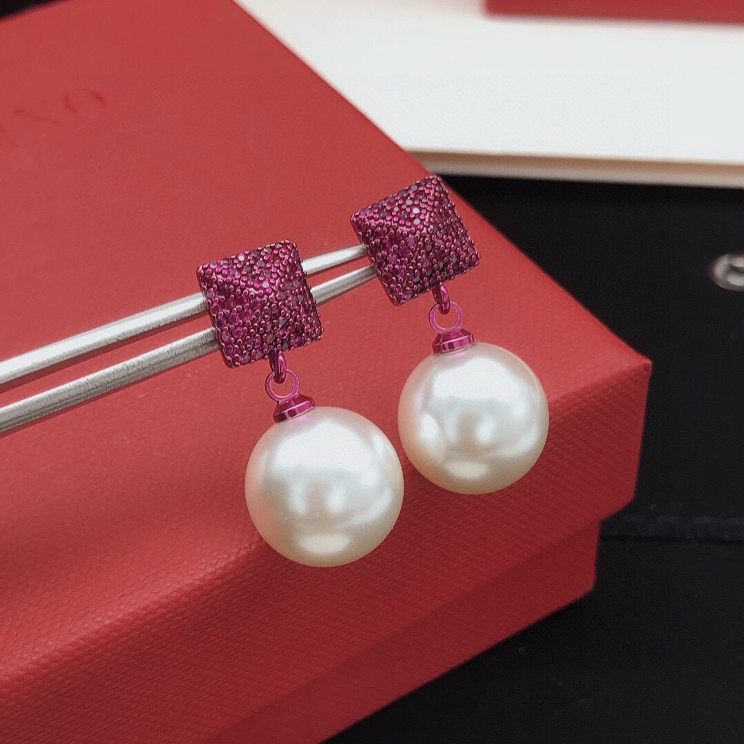 Triangle Pearl-Detail Stud Earrings main product view