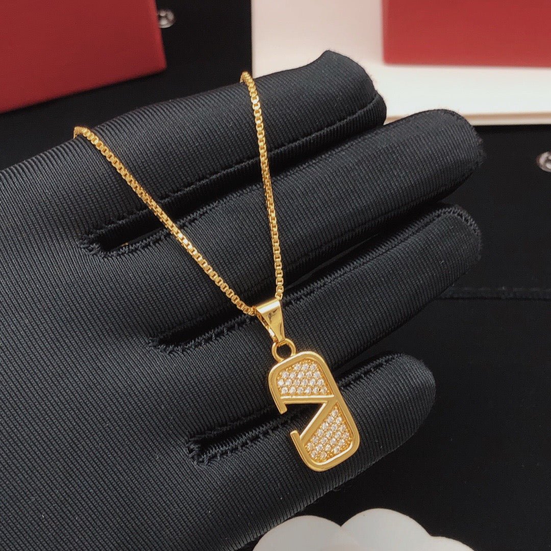 Signature Emblem Crystal-Accent Pendant Necklace – Design 06 front view