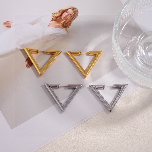 Triangle Stud Earrings in Gold-Tone – Design 02 main product view
