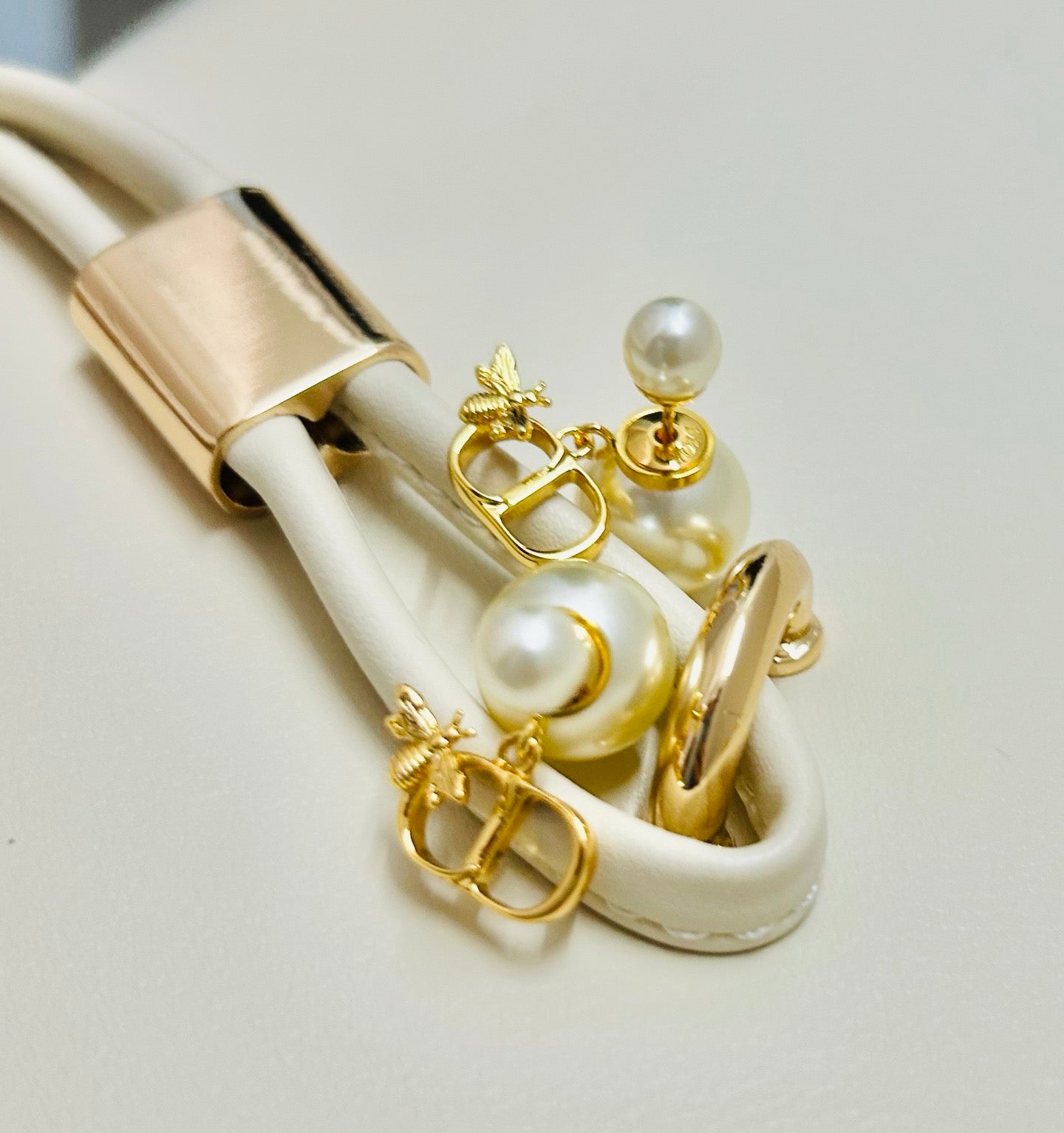 Graphic Letter Motif Statement Earrings in Polished Metal-Tone – Design 056 close-up detail