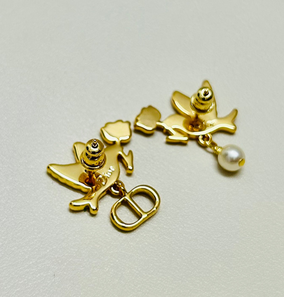 Graphic Letter Motif Statement Earrings in Polished Metal-Tone – Design 055 main product view
