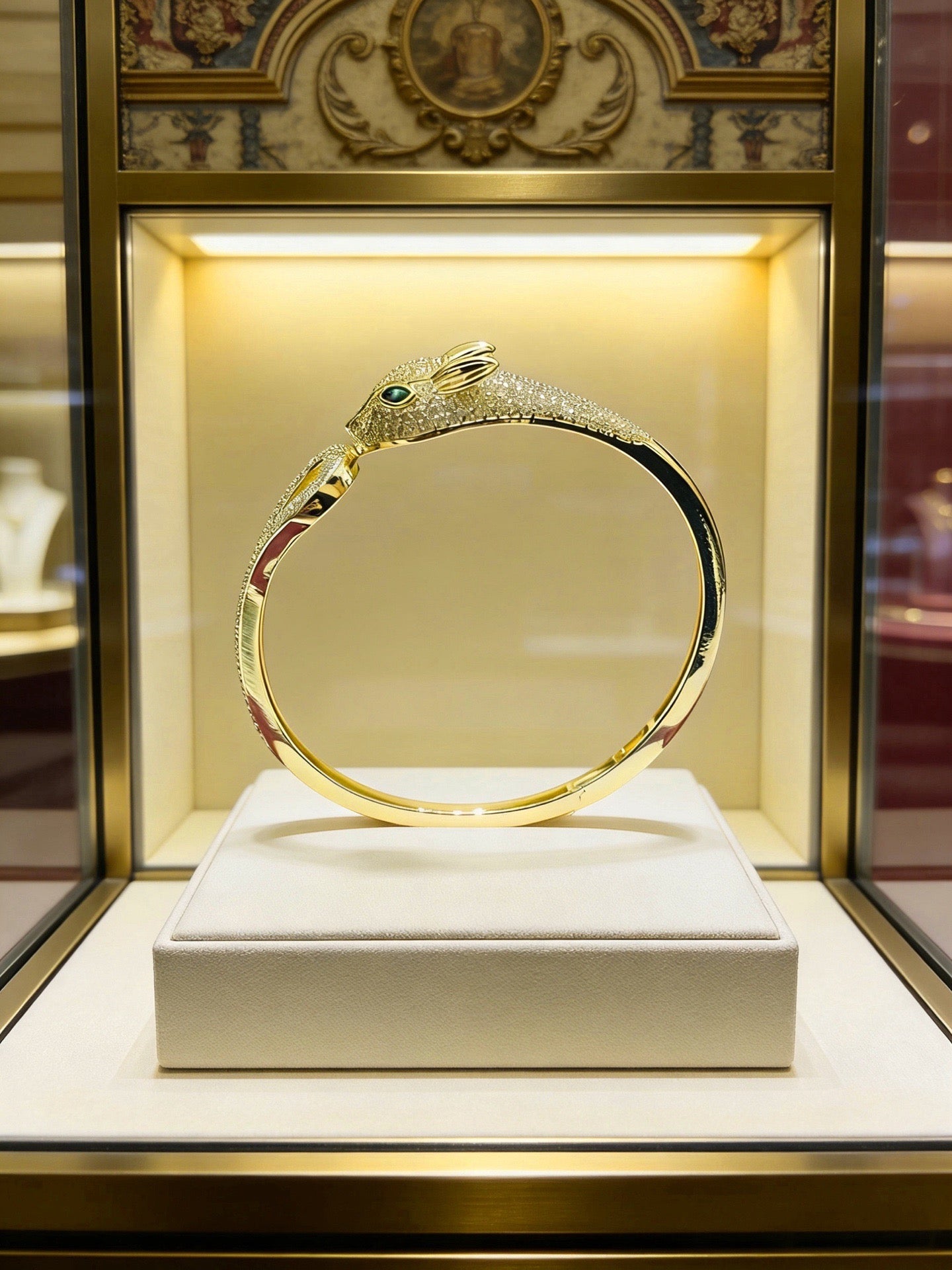 Sculptural Statement Bracelet in Gold-Tone – Design 220 front view