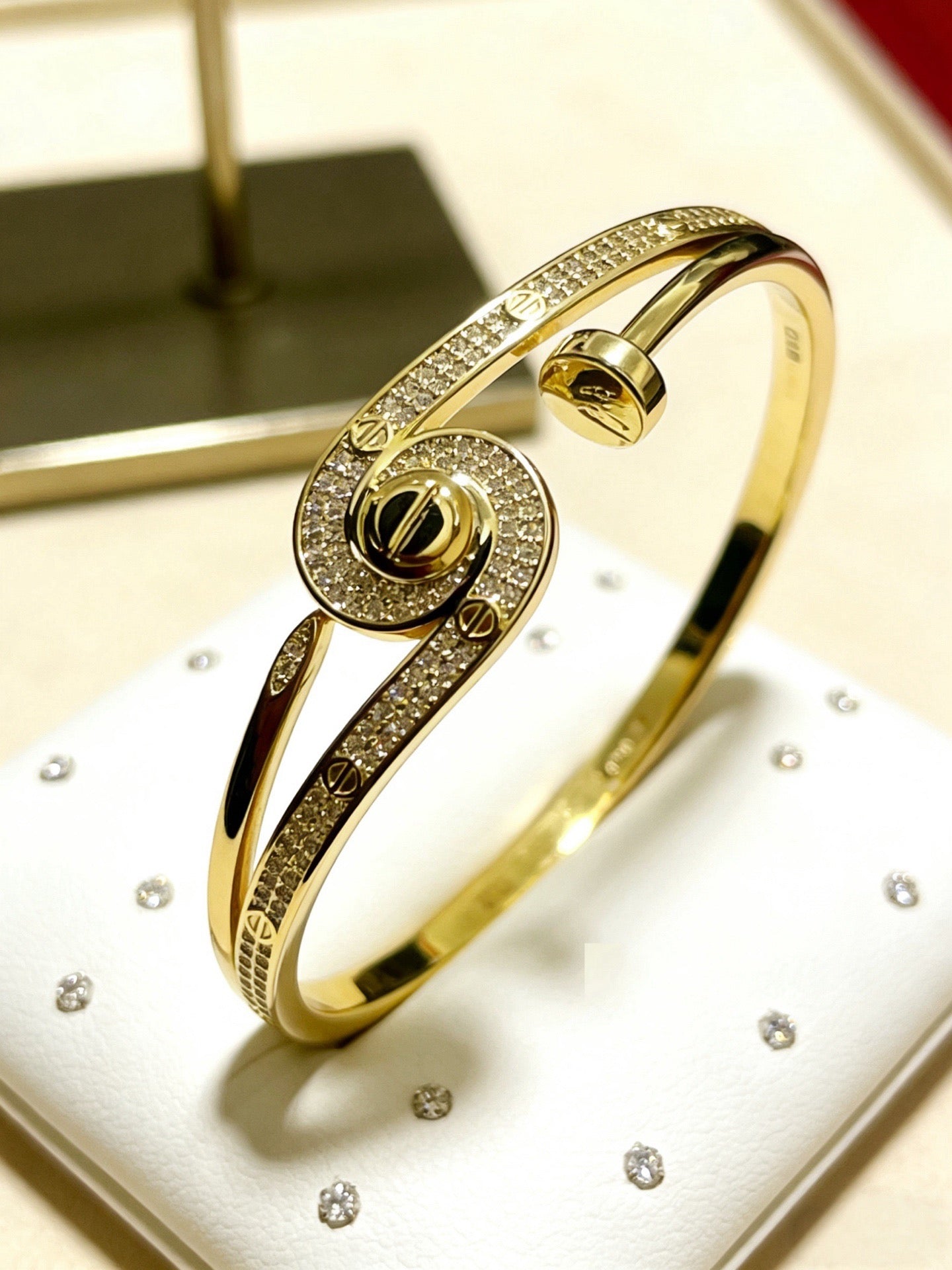 Sculptural Statement Bracelet in Gold-Tone – Design 219 front view