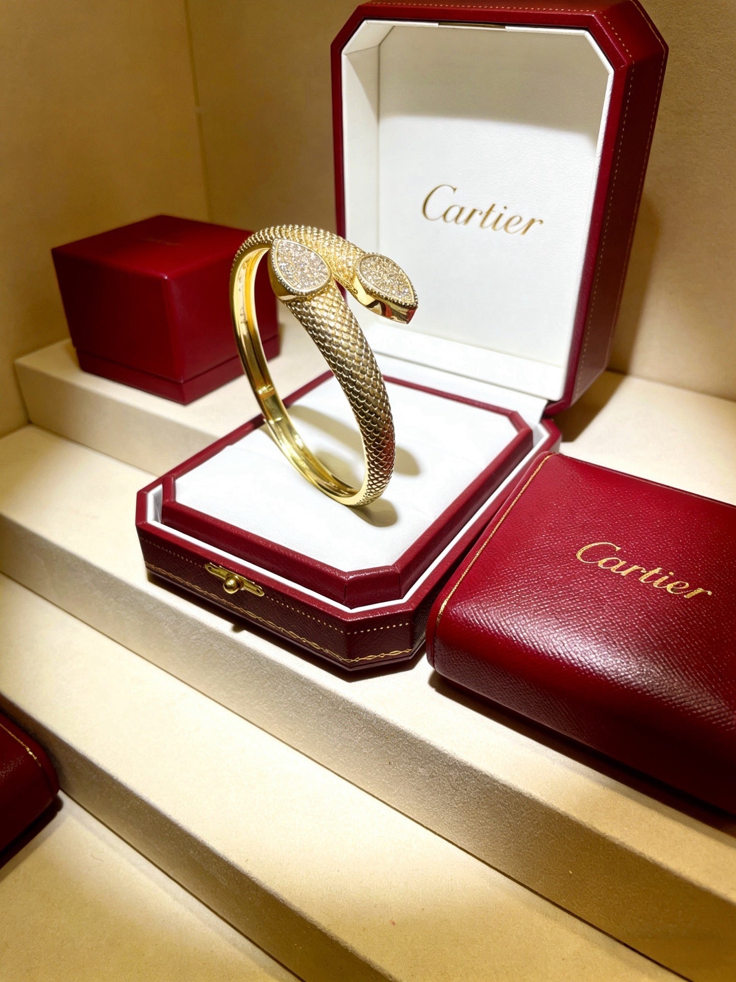 Sculptural Statement Bracelet in Gold-Tone – Design 218 front view