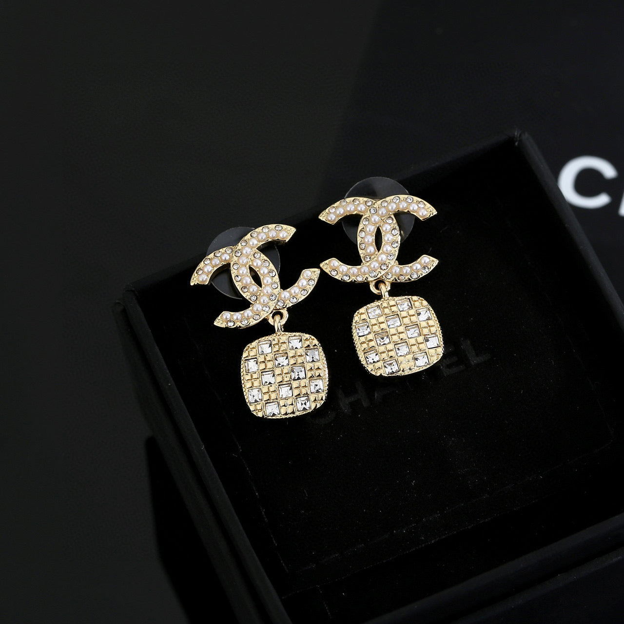 Signature Emblem Stud Earrings in Gold-Tone – Design 004 main product view