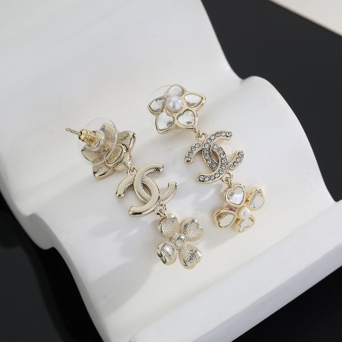 Signature Emblem Stud Earrings in Gold-Tone – Design 015 side detail
