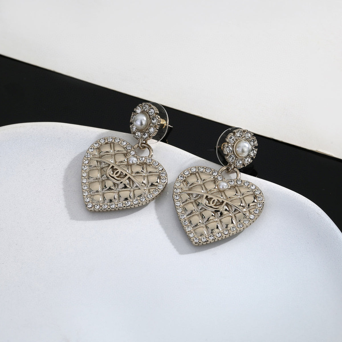 Signature Emblem Stud Earrings in Gold-Tone – Design 014 close-up detail