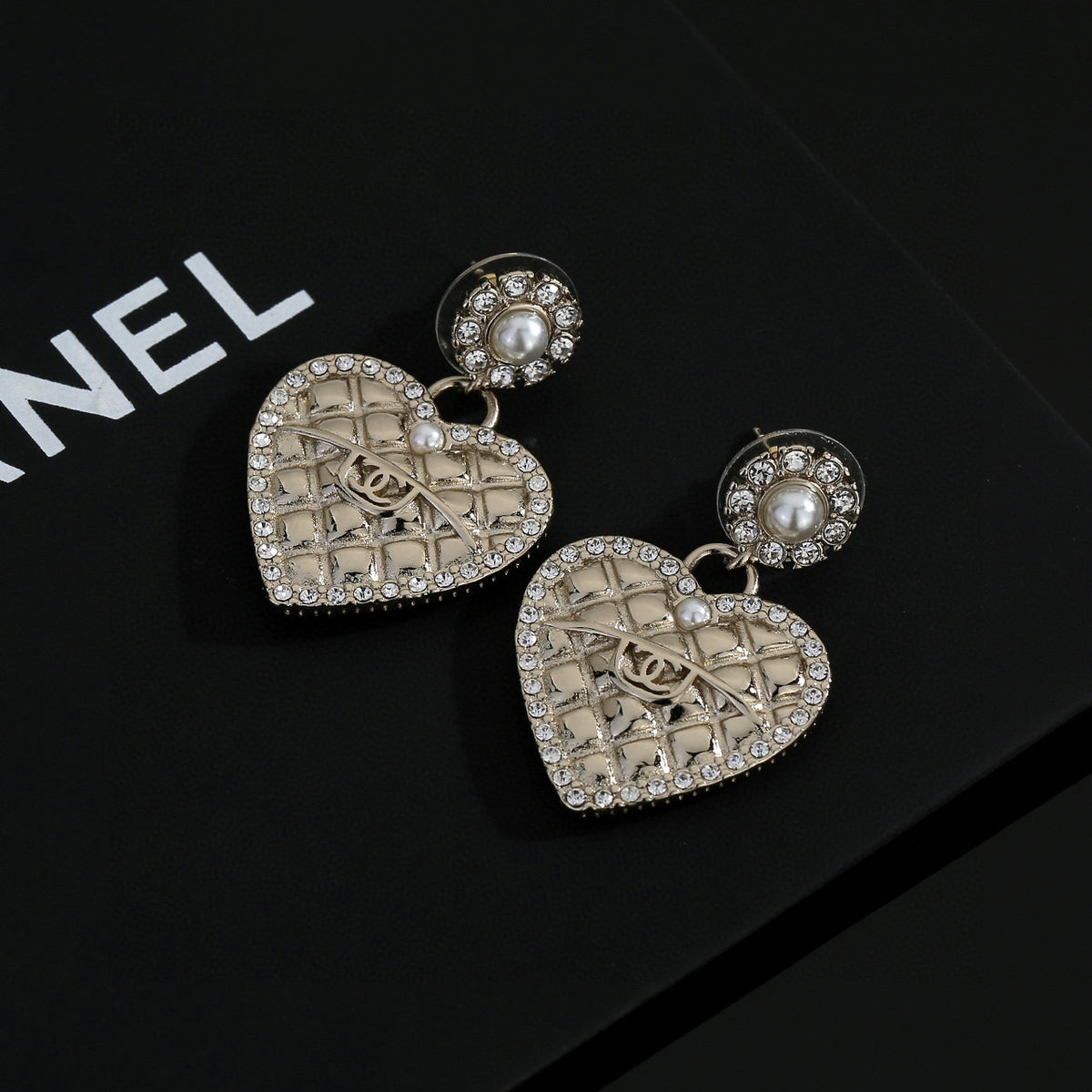 Signature Emblem Stud Earrings in Gold-Tone – Design 077 front product view