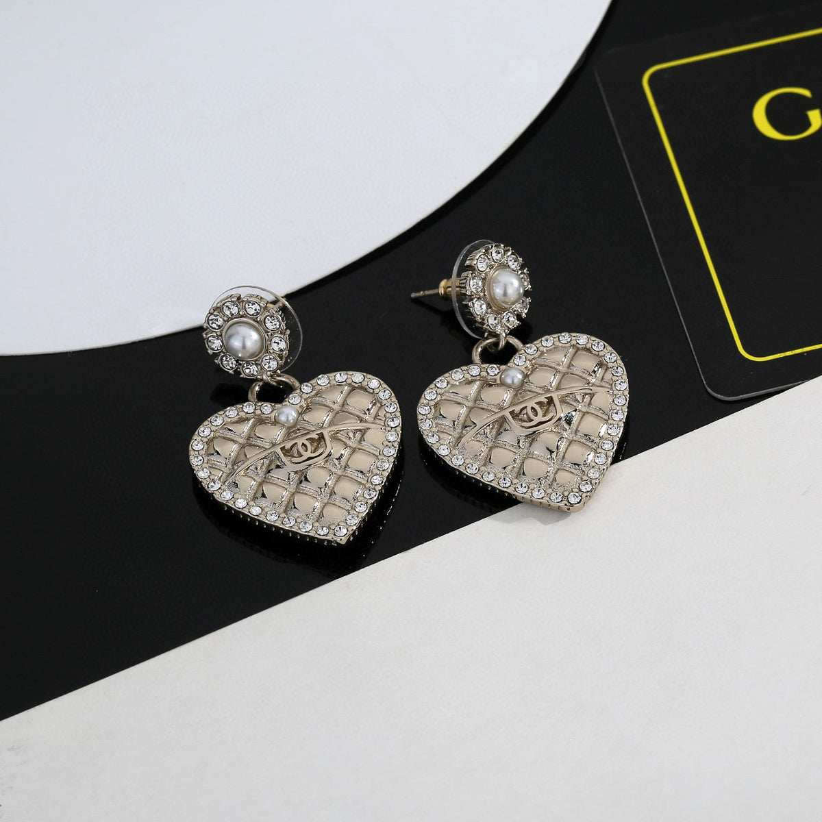 Signature Emblem Stud Earrings in Gold-Tone – Design 014 main product view