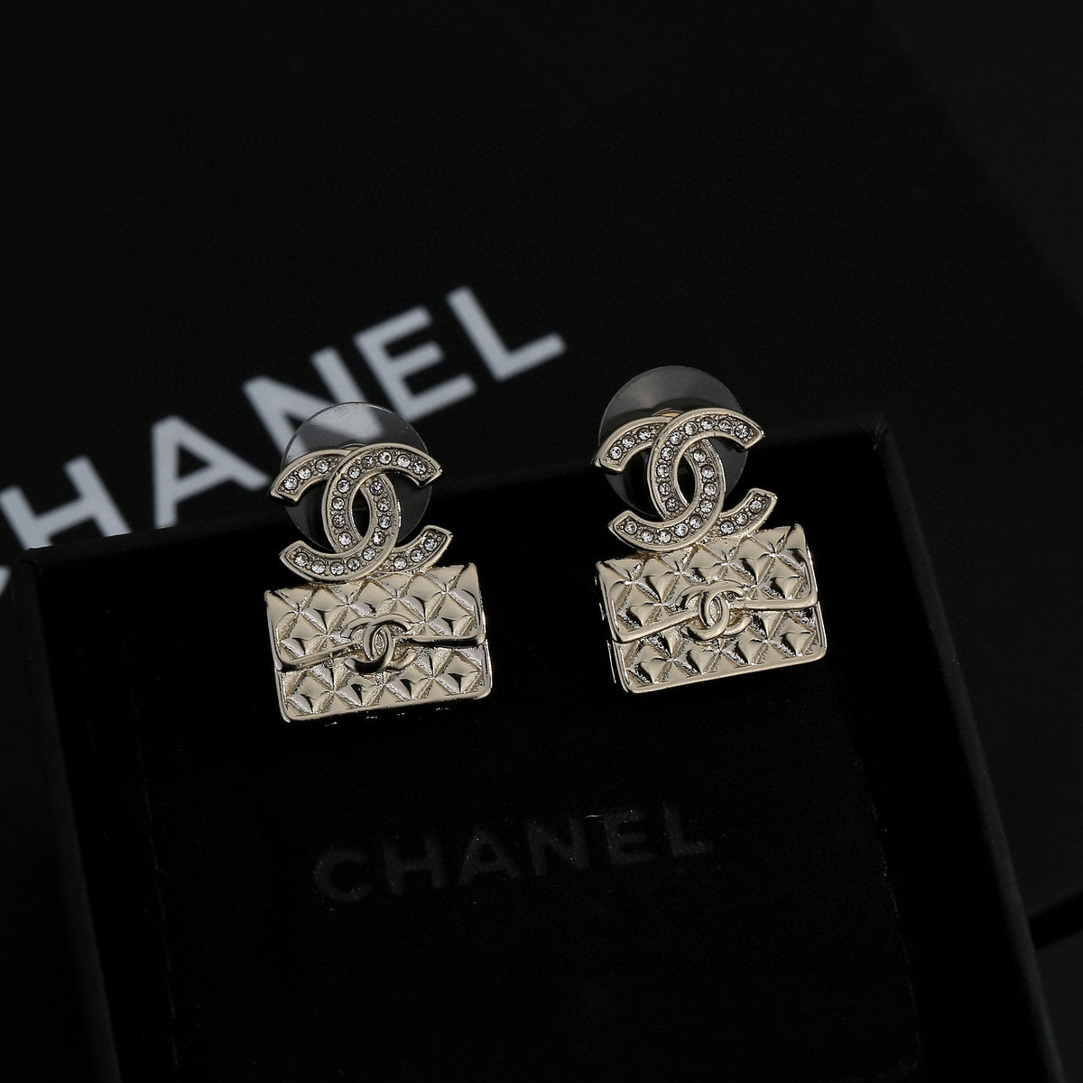 Signature Emblem Stud Earrings in Gold-Tone – Design 013 styled product view