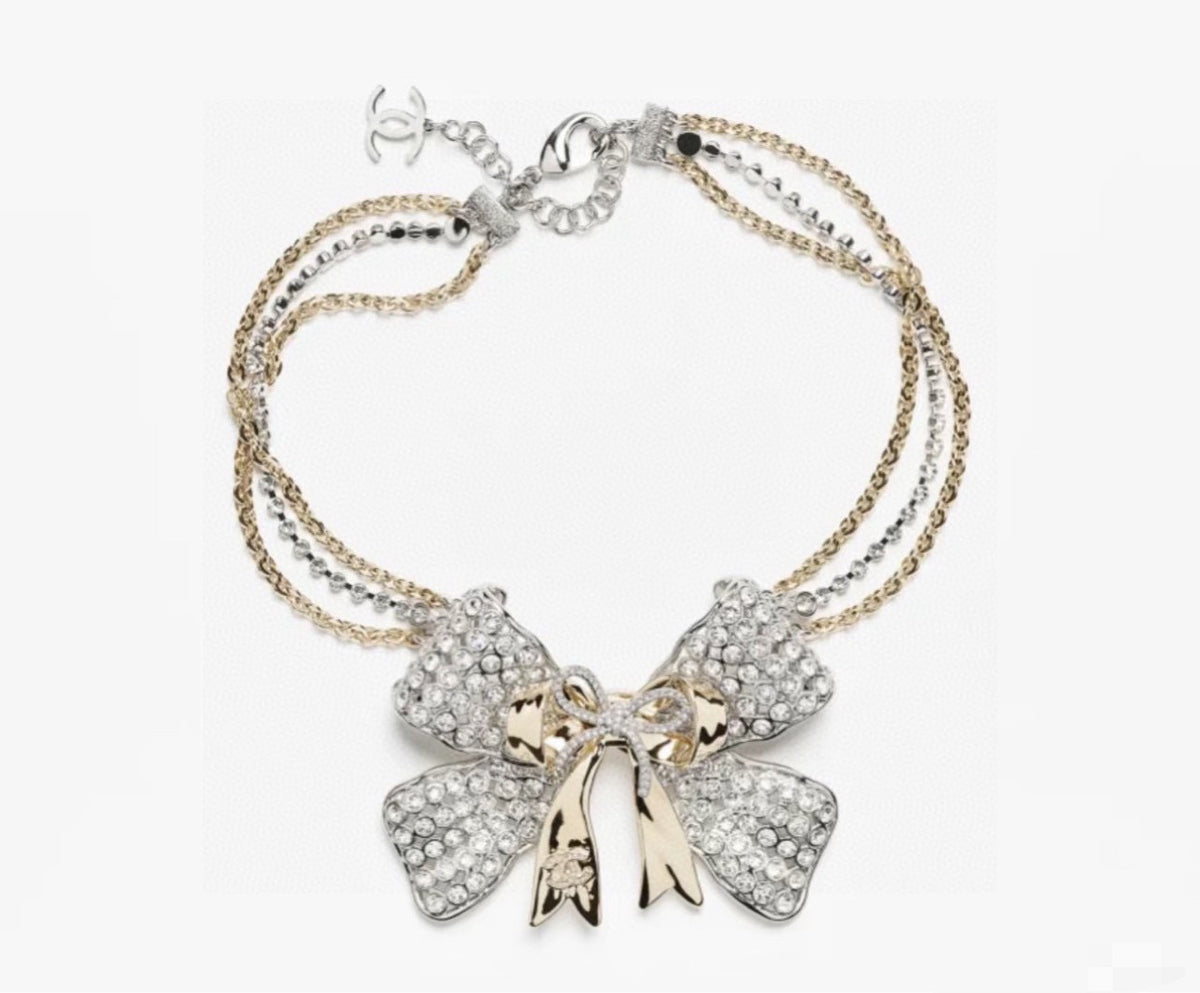 Bow Crystal-Accent Pendant Necklace – Design 001 main product view