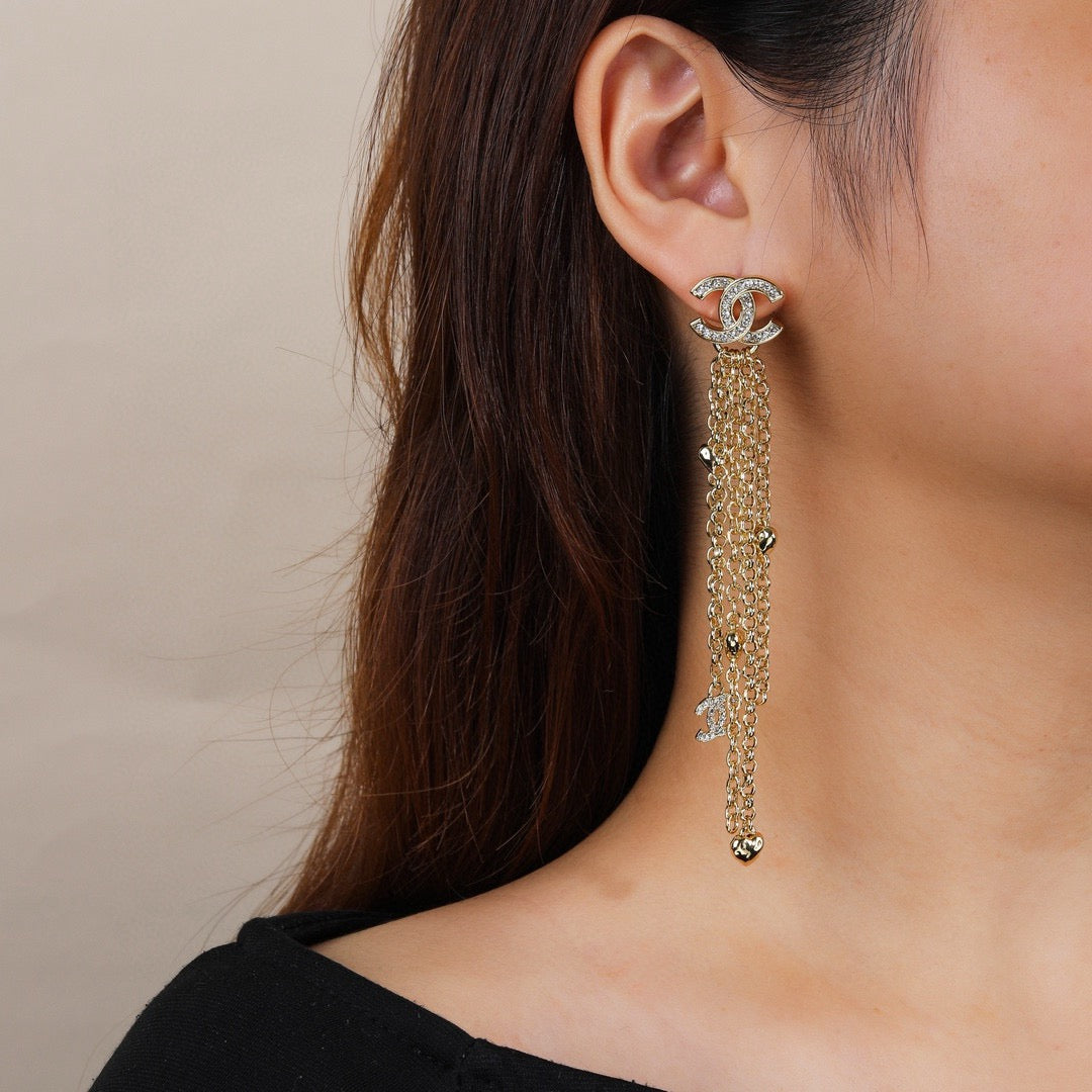Signature Emblem Statement Earrings in Gold-Tone – Design 007 front product view