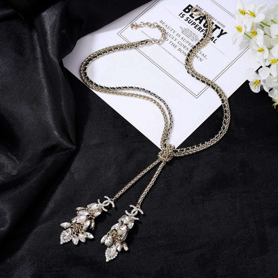 Double-C Emblem Pendant Necklace in Gold-Tone – Design 004 front product view