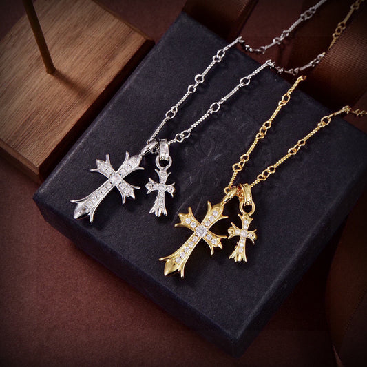 Cross Pendant Necklace in Metal-Tone – Design 08 main product view