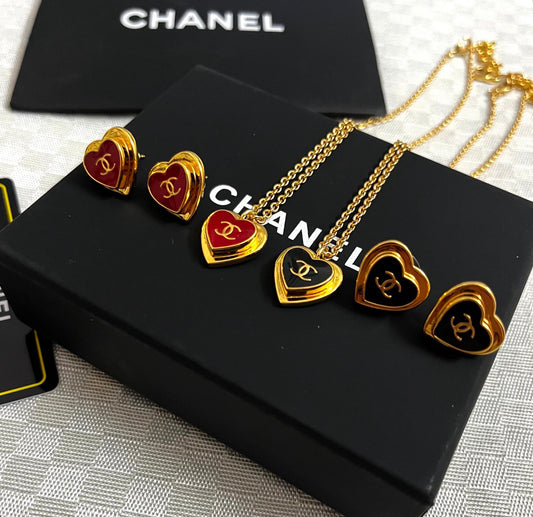 Double-C Emblem Pendant Necklace in Polished Metal-Tone – Design 085 main product view