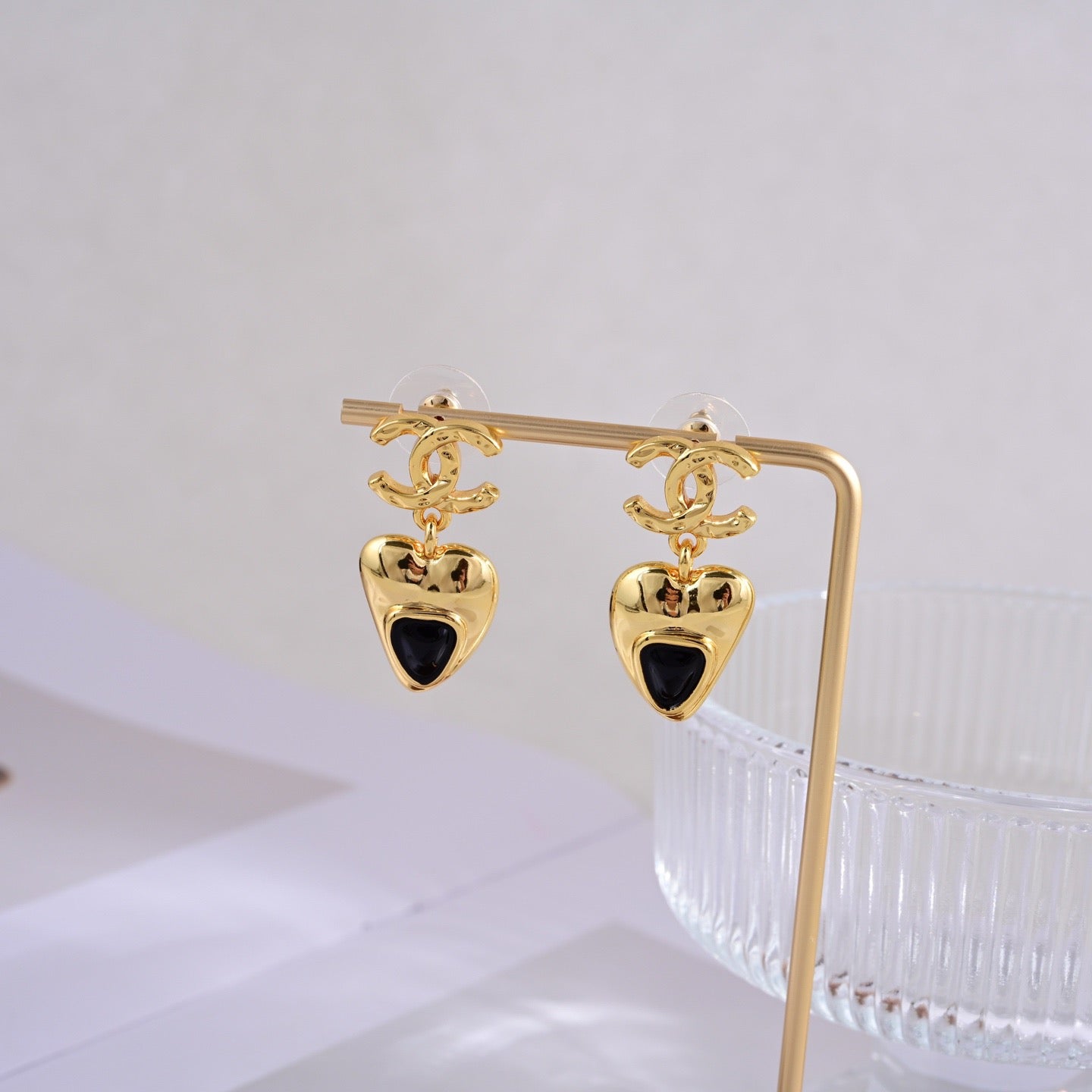 Signature Emblem Stud Earrings in Polished Metal-Tone – Design 127 side detail