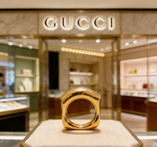 Double-G Emblem Statement Ring in Polished Metal-Tone – Design 014 main product view