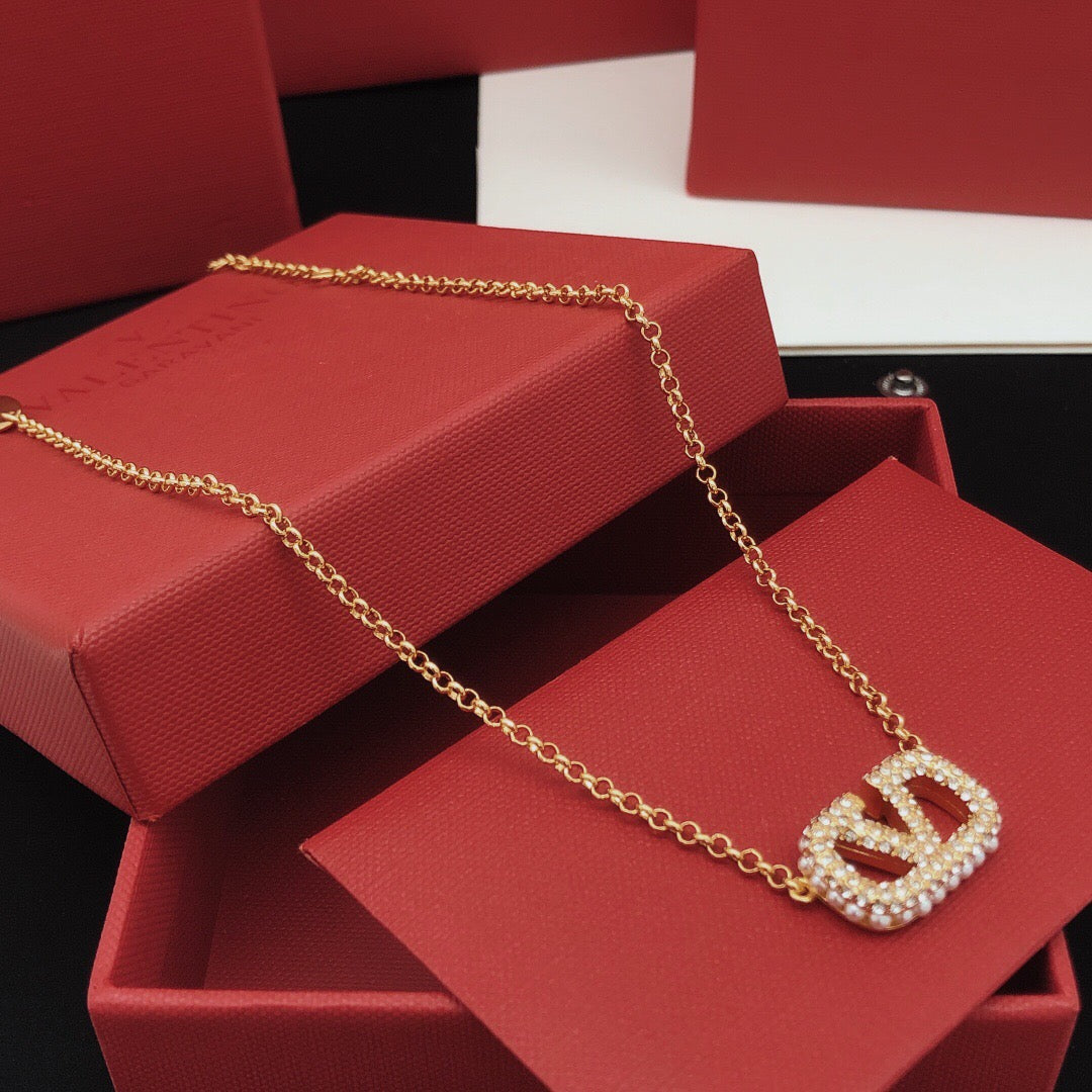Signature Emblem Pendant Necklace in Gold-Tone – Design 04 main product view
