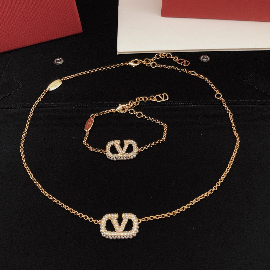 Signature Emblem Pendant Necklace in Gold-Tone – Design 12 front view